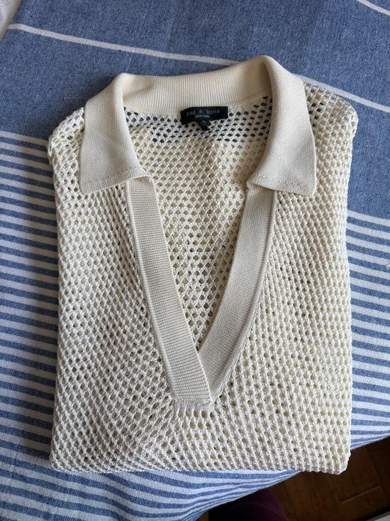 rag & bone Tops - rag & bone Ivory Open Knit Polo Top